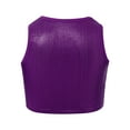 thumbnail image 4 of Sinleey Kids Girls Shiny Hip Hop Jazz Dance Crop Tops Metallic Ribbed Cami Vest Shirts Performance Party Dancewear Purple L, 4 of 5