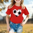thumbnail image 2 of FINALGANG Boys Girls Kids Short Sleeve TShirts Soccer Heart Graphic Print Crewneck Relaxed Fit Casual Tees For Summer Daily Wear Red 3-4 Years, 2 of 4