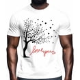 thumbnail image 2 of Camisetas para hombre, camiseta negra de algodón con cuello redondo y diseño de árbol de corazones, manga corta para hombre, San Valentín, corazones, te amo., 2 of 8