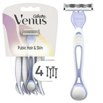Venus for Pubic Hair & Skin Women's Disposable Razor, 4 count, Multi-Color