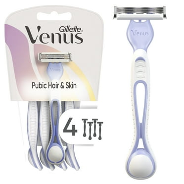 Venus for Pubic Hair & Skin Women's Disposable Razor, 4 count, Multi-Color