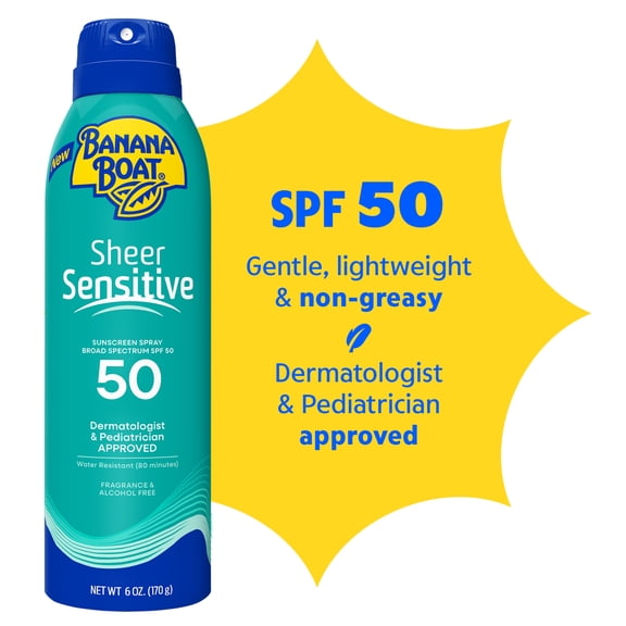 Banana Boat Sheer Sensitive Sunscreen Spray, SPF 50, 6 oz