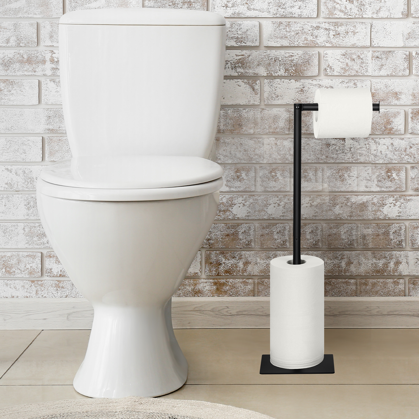 Freestanding Floor Toilet Paper Holder Toilet Paper Dispenser Metal