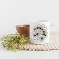 thumbnail image 2 of Let It Bee Pun with Bumble Bees, White Flowers & Honeycomb Cells Art Merch Gift, White 11oz Ceramic Mug, 2 of 5
