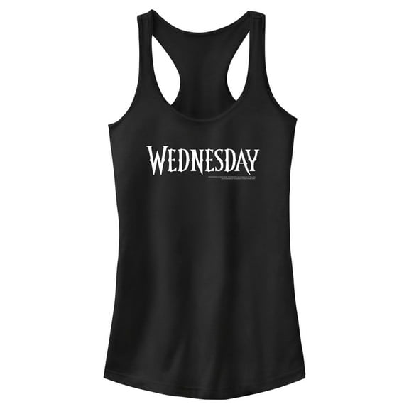 Junior's Wednesday Simple Logo  Racerback Tank Top Black Medium