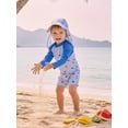 thumbnail image 2 of Baby Rash Guard Swimsuit with Hat 2 Pcs Set Print Striped Swimwears, 2 of 8