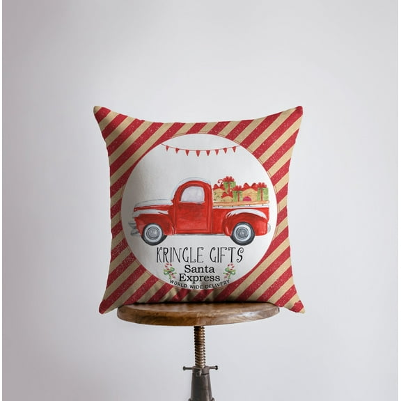 Kringle Gifts | Red Christmas Truck | Pillow Cover | Christmas Decor | Throw Pillow | Home Decor | Primitive Decor | Primitive Christmas Decor