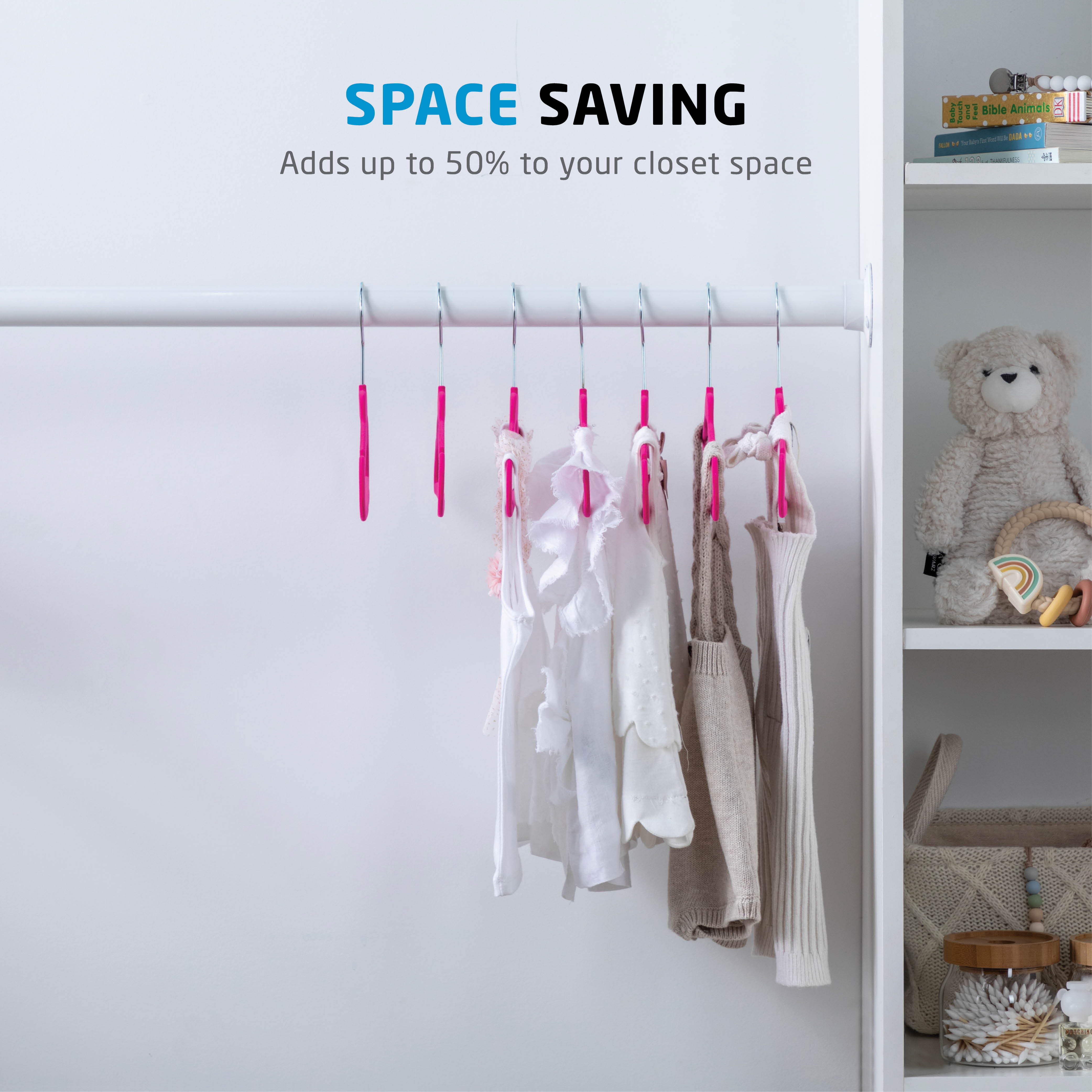 ManGotree Childrens Velvet Clothes Hangers, Baby Kids Hangers for Clothes  Space Saving Non-Slip 15Pack (Cream)