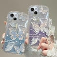 thumbnail image 2 of Wave Curl Border Butterfly Phone Case with or Without Glitter Pink Paper, with or Without Chain, Girly, for iPhone 15 14 13 12 11 Pro Max X XS XR 7 8 Phone Case (A8,iPhone 11 Pro), 2 of 8