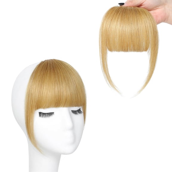 Clip‑on Wispy Bangs 100% Human Hair, Light Brown Invisible Hair Bangs Hairpiece, Reusable Clip‑in Fringe for Daily Wear