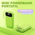 thumbnail image 2 of Mini Power Bank Genérico PB20000 Portátil Verde 20000mAh 4 Cables USB Tipo Clet LED, 2 of 5