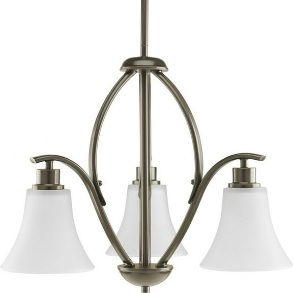 Progress Lighting Joy Collection 3-Light Chandelier, Antique Bronze, Etched White Fluted Glass Shade