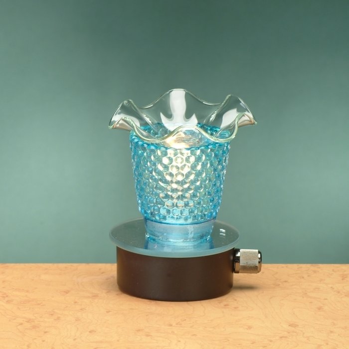 Decorative Blue Bumpy Glass Electric Plug In Oil Aromatherapy Burner