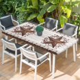 thumbnail image 2 of Texas Star Vintage Table Cloths for 6 Foot Rectangle Tables, Red Berry Retro Art Brown White Wooden Patio Waterproof Elastic Fitted Tablecloths, Washable Rectangular Table Cover for Camping, 2 of 8