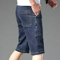 thumbnail image 3 of Mens Denim Shorts Clearance Knee Length Cargo Jean Shorts Casual Straight Leg Half Pants with Pockets Comfortable Vintage Summer Pants, 3 of 4