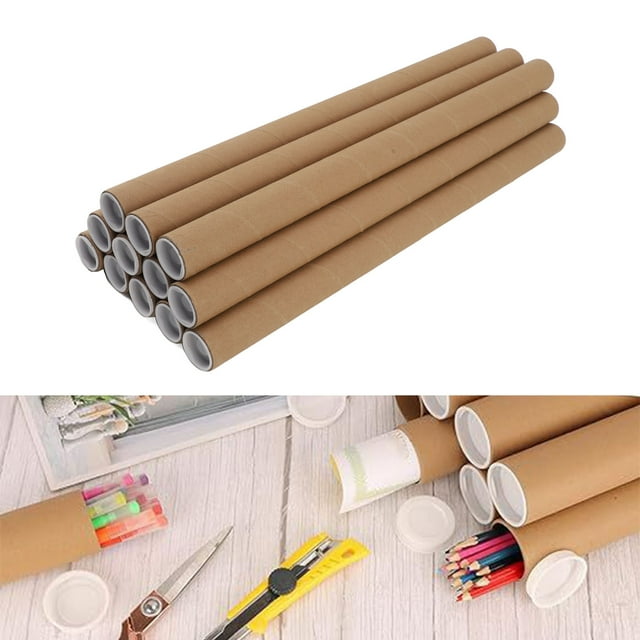 Tubes Ronds en Papier Tubes de Rangement pour Affiches Envoi Tubes en Papier Polyvalents avec Couvercle en Plastique pour le Rangement de Documents