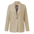 thumbnail image 3 of Ediodpoh Ladies' Solid Color Slim Fit One Button Middle Sleeve Leisure Suit Jacket Blazers for Women Beige XL, 3 of 4