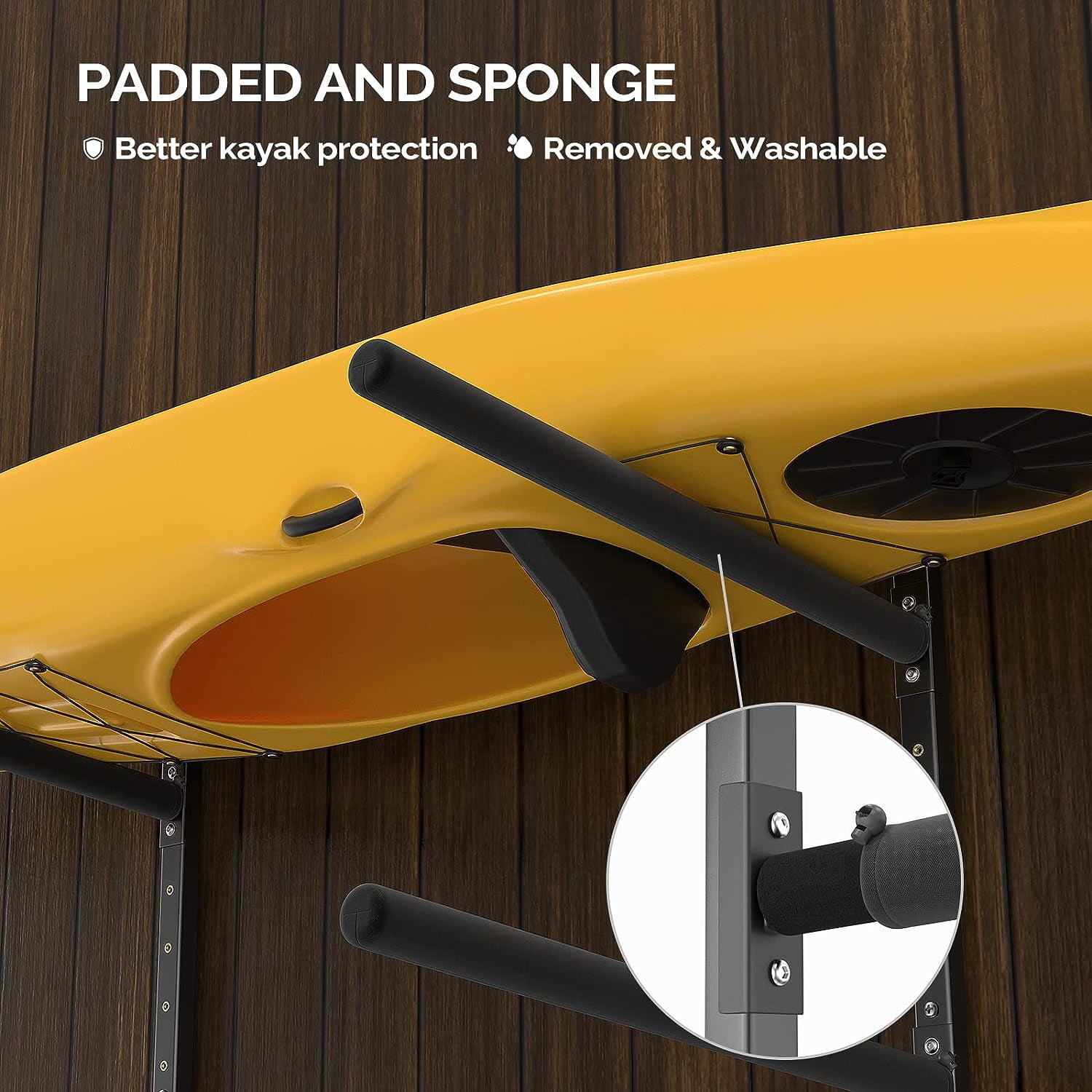 Bonnlo Kayak Wall Mount Rack for 3 Kayaks or 4 Paddle Boards with Adjustable Supports, Kayak Paddle Holder for Garage Storage, Shed Shelving Weight Capacity 550 LBS Spacesaver