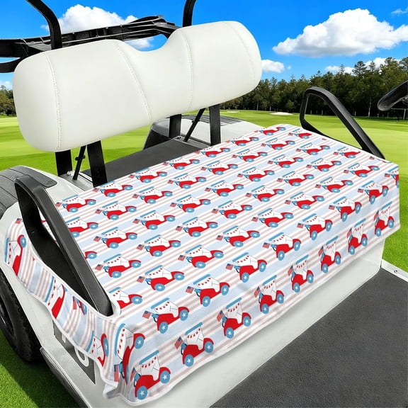 Patriotic Golf Cart Pattern Golf Cart Seat Covers, Universal Fit for EZGO, Club Car, Yamaha 51"x31", 2 Passenger Golf Cart Seat Protector, Durable Washable