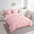 thumbnail image 3 of jejeloiu Happy Valentine'S Day 7 Pieces Bedding Comforter Set,Kawaii Bowknot Bow Full Bedding Set,Chic Ribbon Bowtie Fitted Sheet Flat Sheet For Girl Breathable Home Decor Reversible, 3 of 8