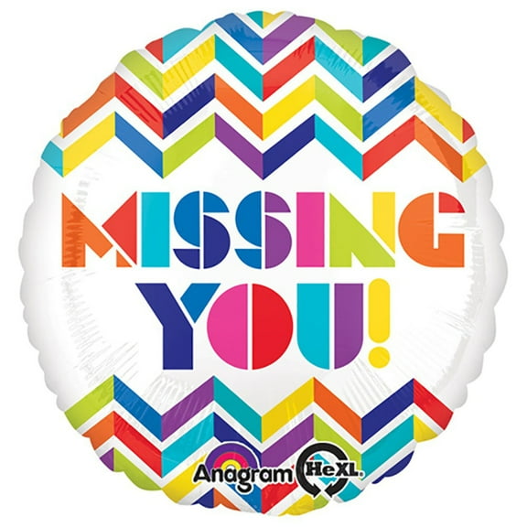 18 inch Multi Chevron Missing You! Anagram Foil Mylar Balloon - Party Supplies Decorations