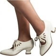 thumbnail image 4 of KAQ Women's Adorable Vintage Shoes Victorian Mary Jane Pumps Retro Point Toe Lace Up Shoes, 4 of 5