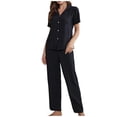 thumbnail image 2 of Pajamas Women's Long Sleeve Pj Set Soft 2 Piece Loungewear Sleepwear with Jogger Pants XS-3XL,Black,S, 2 of 9
