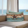 thumbnail image 3 of Texas Star Rustic Lumbar Pillow Covers 20x12 Inch Set of 2, Western Teal Brown Ombre Wooden Vintage Waterproof Outdoor Pillow Covers, Decorative Cushion Pillowcases for Couch, Sofa, Bed, Patio, 3 of 9