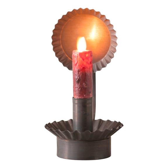Irvins Country Tinware Lodge Chamberstick Candle Holder 8 in Kettle Black Metal for Electric Taper