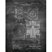 Original Tesla Circuit Controller Artwork Submitted In 1896 - Science and Technology - Patent Art Print
