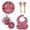 Pink 6Pcs Set, variant on Food Grade Silicone Child Dish Set Baby Feeding Bowl Suction Plate Straw Cup Wooden Spoon Fork for Kids Tableware Toddler Dishes