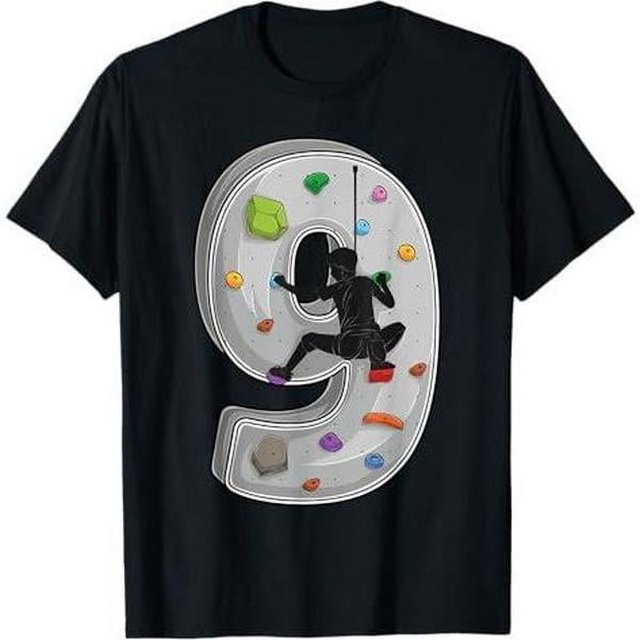 9 year old rock climbing 9th birthday Adventures Climber T-Shirt