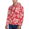 thumbnail image 3 of Fotbe Men's Hoodie with Red Hibiscus Flower Pattern - Kangaroo Pocket Pullover Hooded Sweatshirt, Perfect for Daily Wear, Travel, and Home-Large, 3 of 7