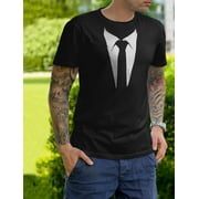Tuxedo Shirt for Men Printed Suit & Tie Funny Lazy Wedding Fake Suit Tux Shirt