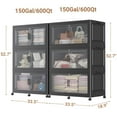 thumbnail image 3 of Broview 300Gal Extra Large Stackable Storage Bins with 2 Lids and 12 Wheels, 6Pack Plastic Bins with 6 Dividers, Closet Organizers and Storage Cabinet Shelves Collapsible Box for Home Office, Black, 3 of 9