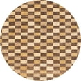thumbnail image 1 of Ahgly Tapis Rond Abstrait Marron Sienne Lavable en Machine, 5 Pieds Rond, 1 of 7