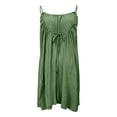 thumbnail image 4 of Girls Cotton Linen Midi Cami Dresses Drawstring Backless Sleeveless Sundress Spaghetti Strap Casual Loose Beach Vacation Summer Dress, 4 of 5