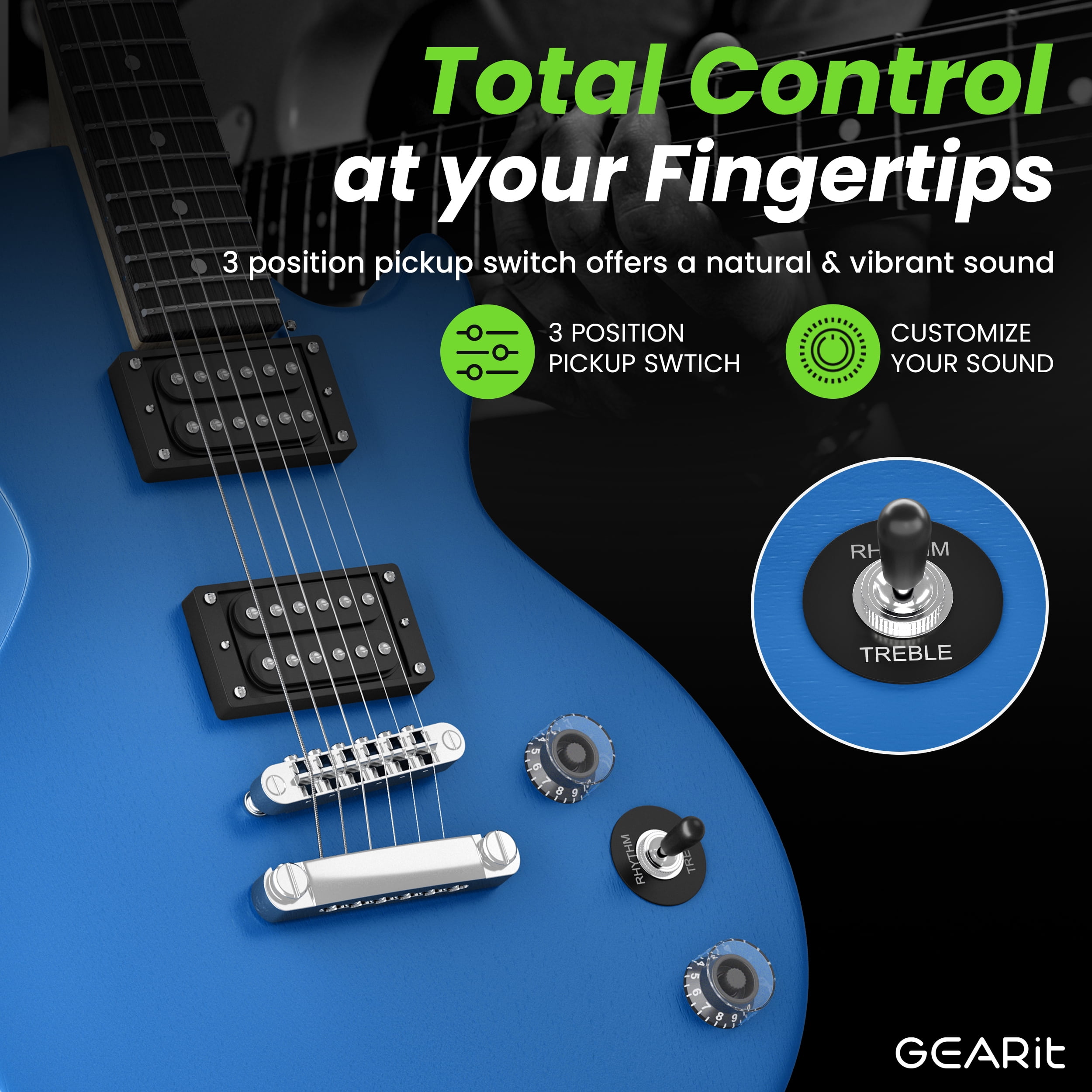 GEARit Electric Guitar Valley Series, Electric Guitar Starter Kit, H-H Pickups with Coil Split w/ Amplifier, Tuner, Gig Bag, and Guitar Strap, Cable, Picks, String