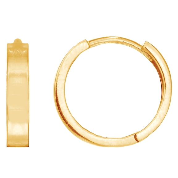 Ritastephens 10K Real Yellow Gold Square Tube Huggie Hoop Earrings | Unisex | 11mm x 1.6mm