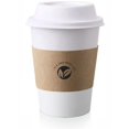 thumbnail image 1 of Tazas de café compostables KTOB de 12 oz (paquete de 50) con tapas y fundas, 1 of 7