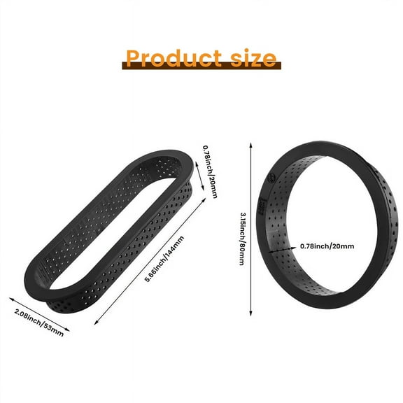 8 Pcs Round & Oval Tart Rings Heat- Perforated Cake Mousse Ring Non Stick Bakeware Mini Cake Mold Cake Rings
