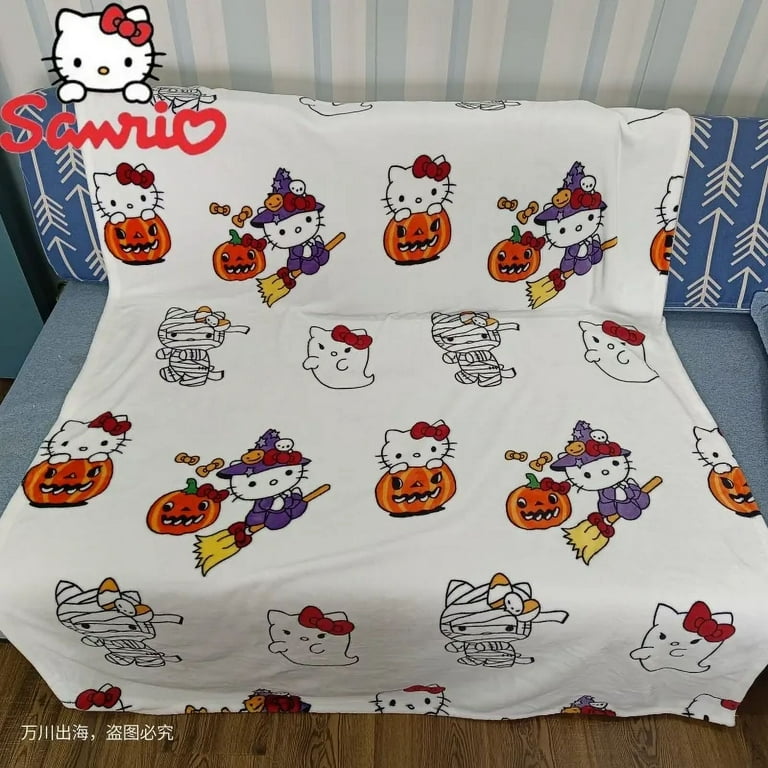 Hello Kitty Halloween Ghost Flannel Blanket Sofa Blanket New Kawaii Anime  Sanrio Kt Cat Soft Sheet Y2K Tapestry Decoration Gifts 