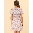 thumbnail image 3 of INSPIRE CHIC Robe à Épaules Dénudées Taille Smockée Imprimé Floral pour Femmes Rose G, 3 of 4