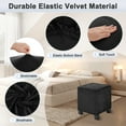 thumbnail image 3 of Uxcell 1-Pack 13" x 13" x 15" Funda de otomán cuadrada estirable de tela de terciopelo para protector de taburete de sala de estar interior [Negro], 3 of 7