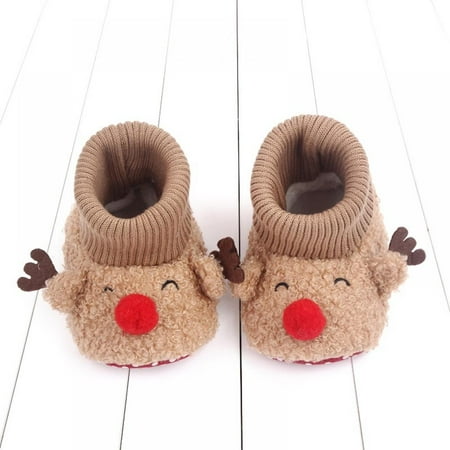 

Xinhuaya Unisex Newborn Baby Christmas Shoes Non-Slip Socks Shoes Infant Cozy Fleece Slippers Booties Xmas Gifts 6-18 Months