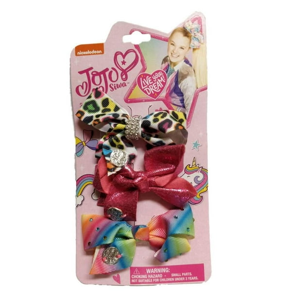 JoJo Siwa 3 Pack Mini Bows Cheetah Pink Rainbow - Walmart.com - Walmart.com