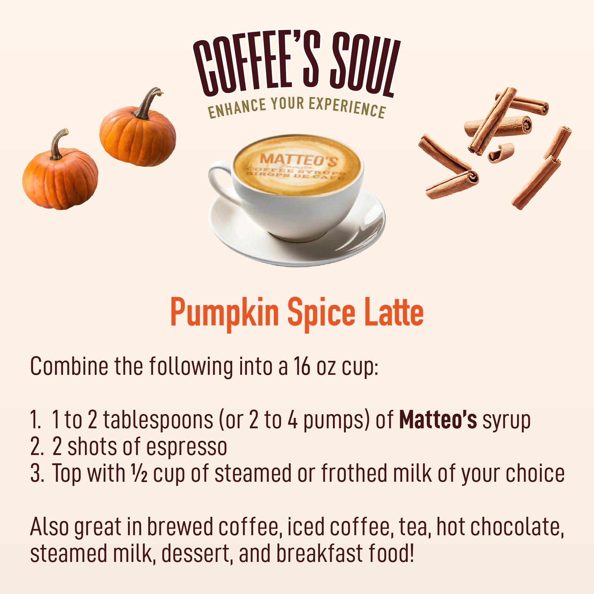 Matteo's Sirop Aromatisant Sans Sucre pour Café, Épice de Citrouille, Délicieux Sirop de Café, 0 Calories, 0 Sucre, Compatible Keto