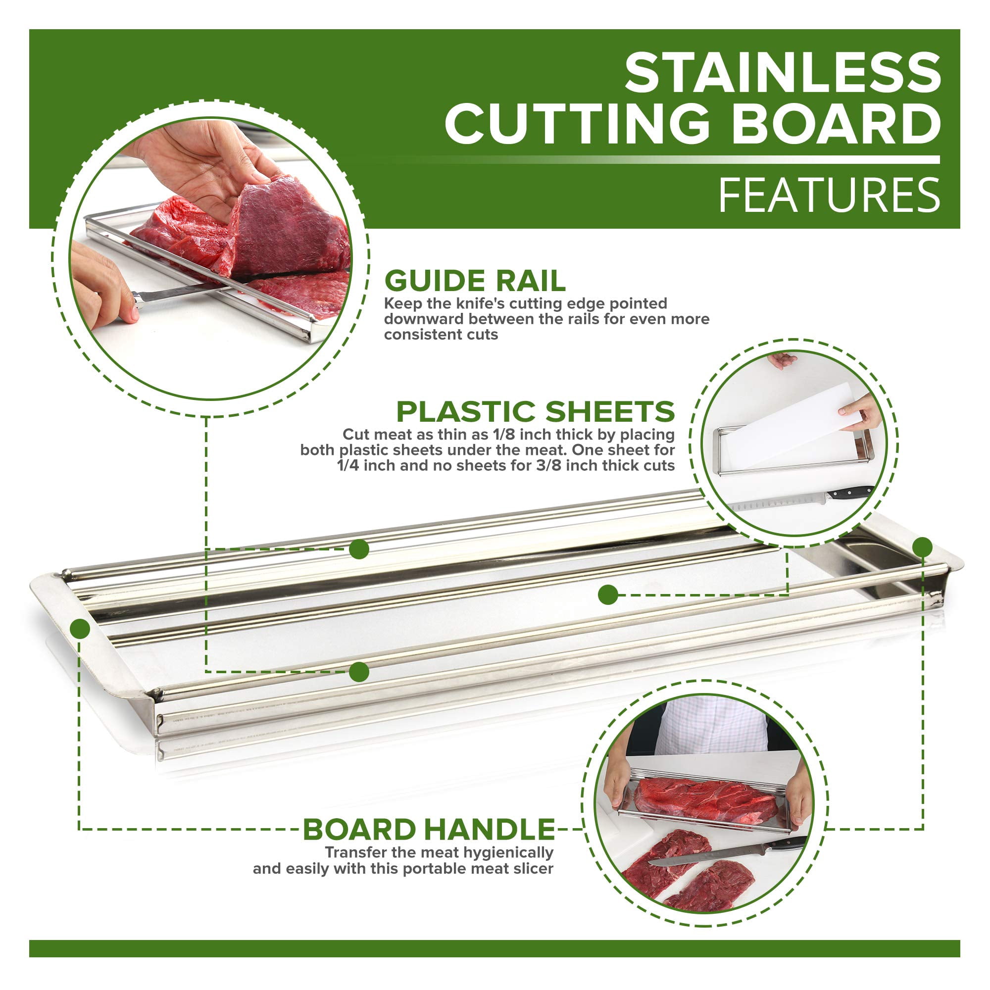 Advanced Beef Jerky Slicer Kit- 100% Precision Uniform Slices Guaranteed - Adjustable Thickness Dishwasher Safe Beef Jerky Cutting Board & 10" Meat Slicing Knife Deliver Gorgeous Jerky Maker Slices