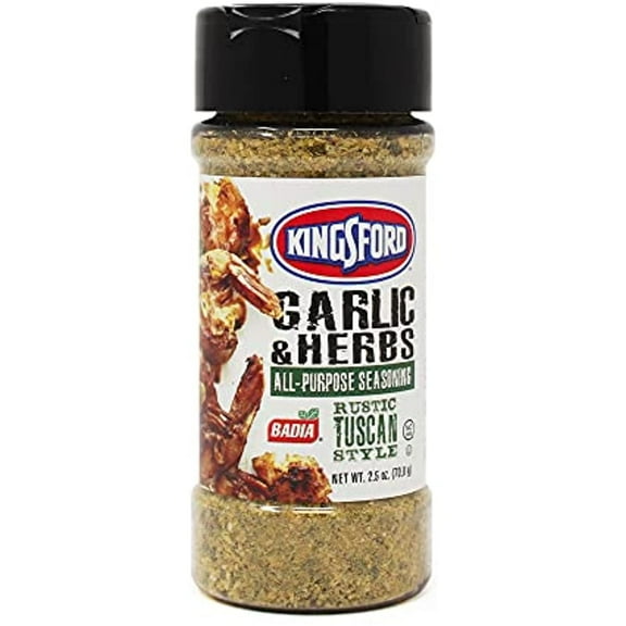 Kingsford Garlic & Herbs All Purpose Seasoning Rustic Tuscan Style By Badia 2.5 oz