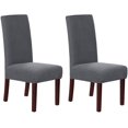 thumbnail image 1 of Juego de 4 fundas elásticas para sillas de comedor para comedor, fundas protectoras para sillas Parsons, fundas protectoras para sillas de comedor, tela jacquard texturizada a cuadros, gris natural, paquete de 2, 1 of 5